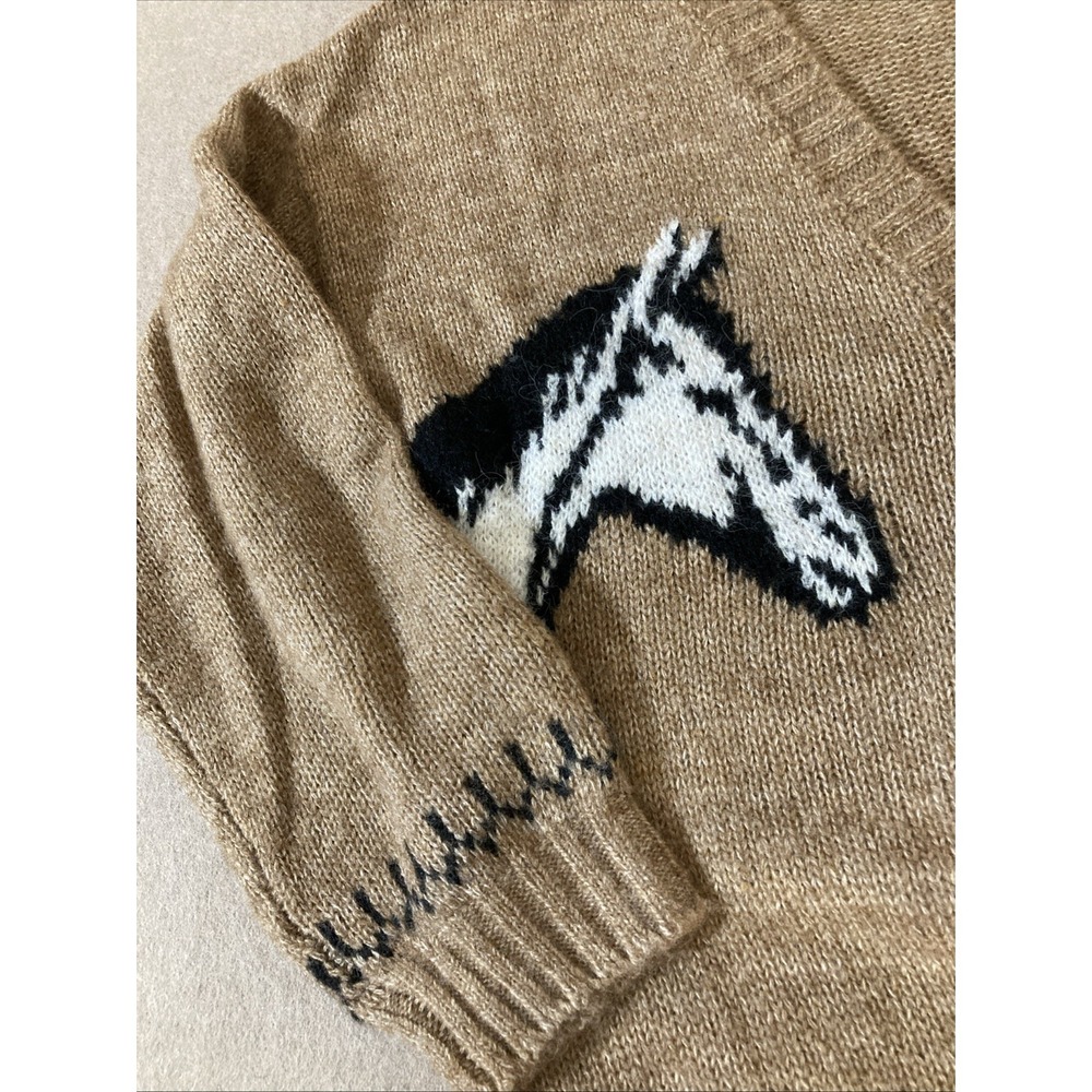 Old Navy Wool Blend Horse Cardigan Sz M New Viral Brown Equestrian Western - Picture 4 of 8